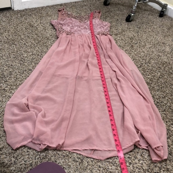 Francesca’s Collection City Triangles Midi Dress 1 Mauve Pink Floral Rhinestone - Picture 12 of 12